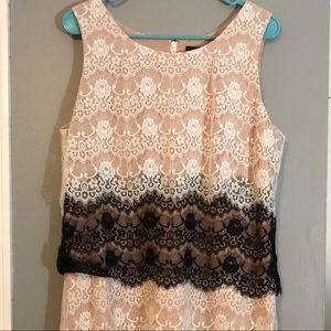 Jessica Simpson Tan and Black Lace Dress
